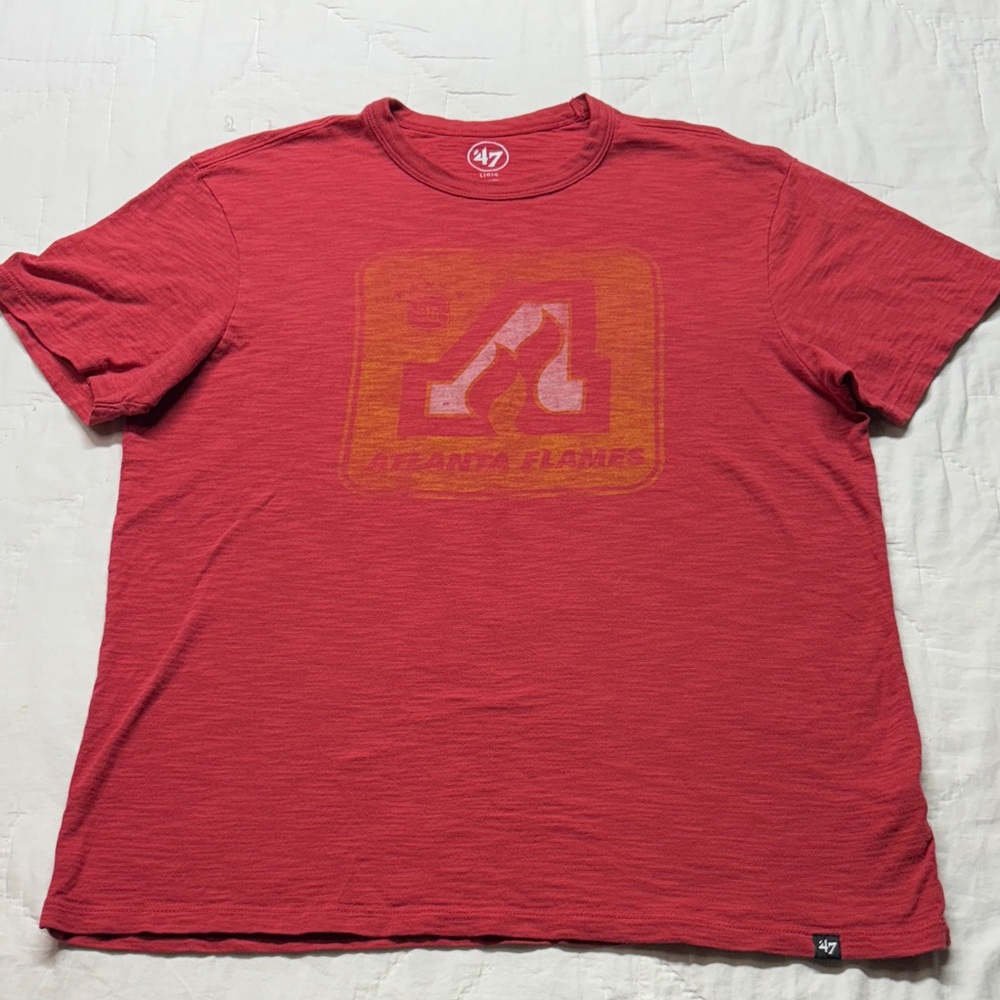 '47 Brand Atlanta Flames Red Distressed Graphic‎ NHL Hockey T-Shirt Large